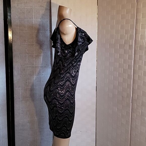 BRAND NEW BLASHE SEQUIINS L MINI V-NECK DRESS - Picture 5 of 13